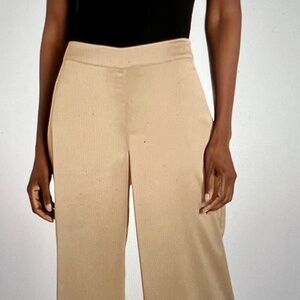 Trina Turk long, wide leg, satin pants, in gold